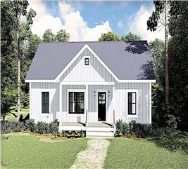 2-Bedroom, 992 Sq Ft Tiny/Small House Plan with Porch - #123-1042