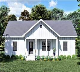 2-Bedroom, 992 Sq Ft Tiny/Small House Plan with Porch - #123-1042