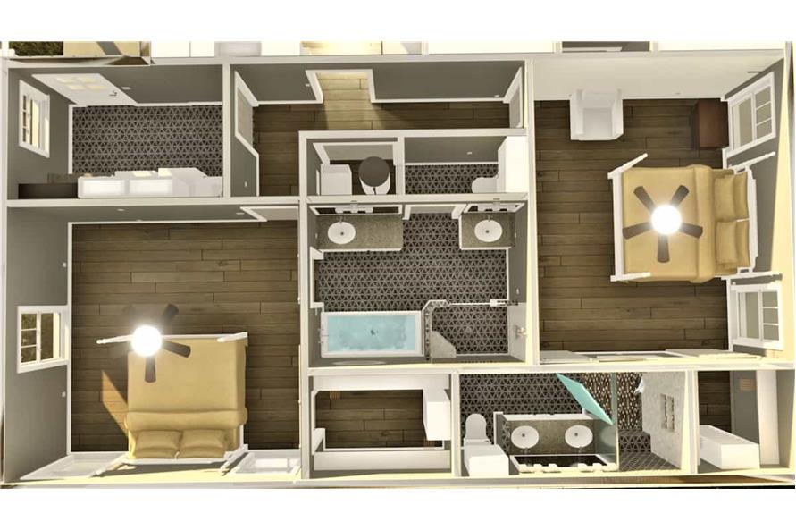 3D Floor Plan of this 4-Bedroom, 2096 Sq Ft Plan - 123-1120