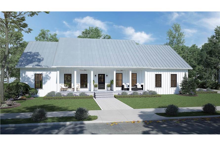 3-Bedroom, 1615 Sq Ft Country House Plan - 123-1128 - Front Exterior