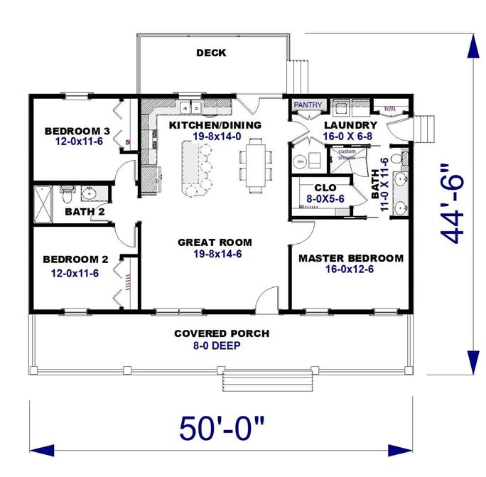 Farmhouse House Plan - 3 Bedrms, 2 Baths - 1425 Sq Ft - #123-1132