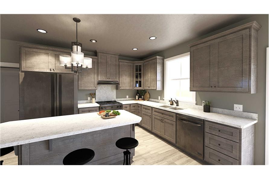 Kitchen: Kitchen Island of this 3-Bedroom,1425 Sq Ft Plan -123-1142