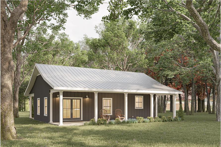 1-Bedroom, 800 Sq Ft Small House Plans - 123-1147 - Main Exterior