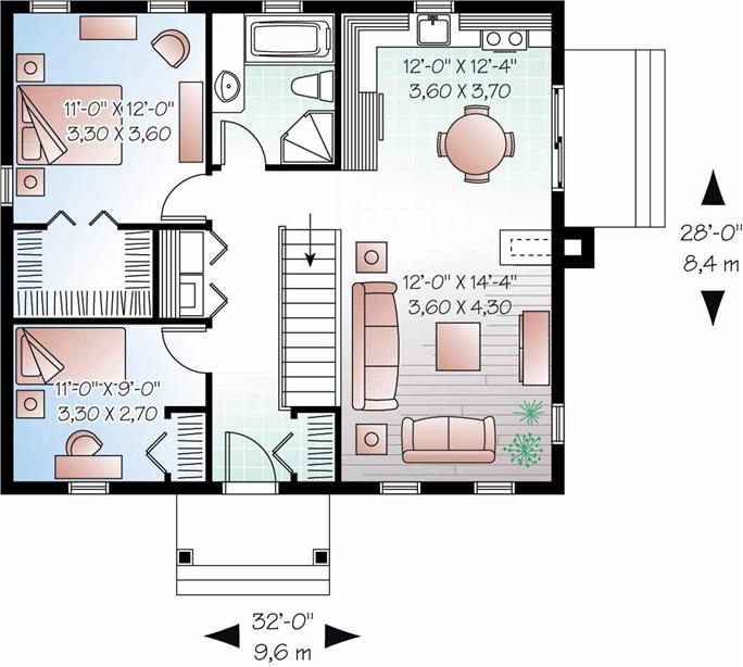 Country House Plan 2 Bedrms 1 Baths 6 Sq Ft 126 11