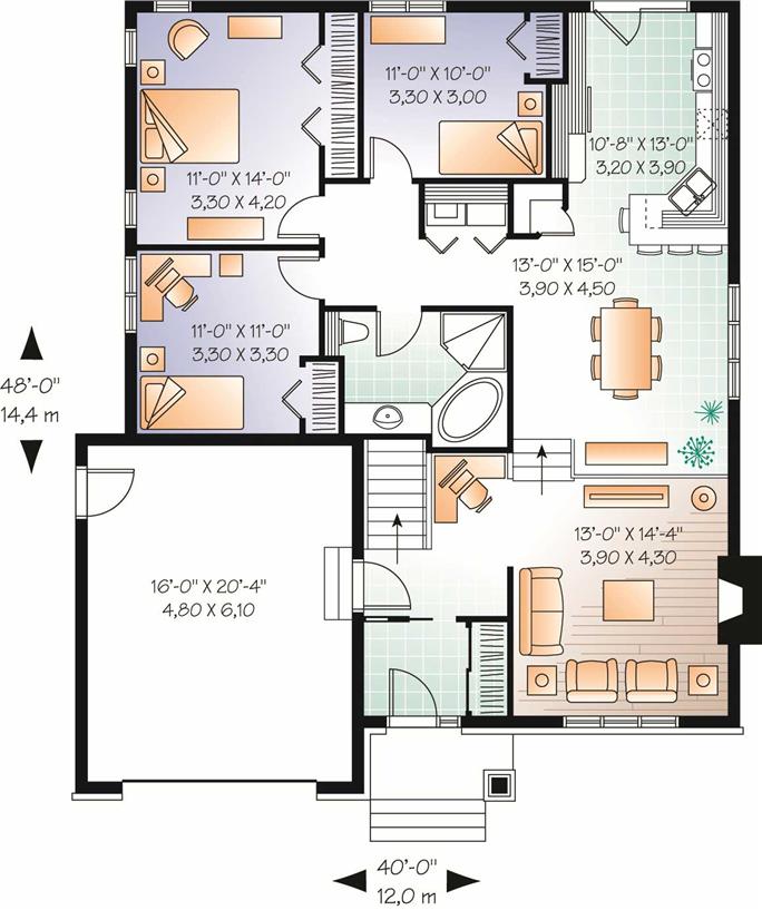 Country Floor Plan 3 Bedrms 1 Baths 1390 Sq Ft 126 1155