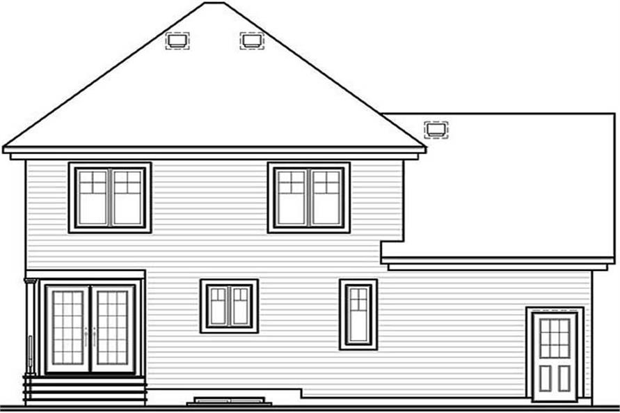 Home Plan Rear Elevation of this 3-Bedroom,1580 Sq Ft Plan -126-1188