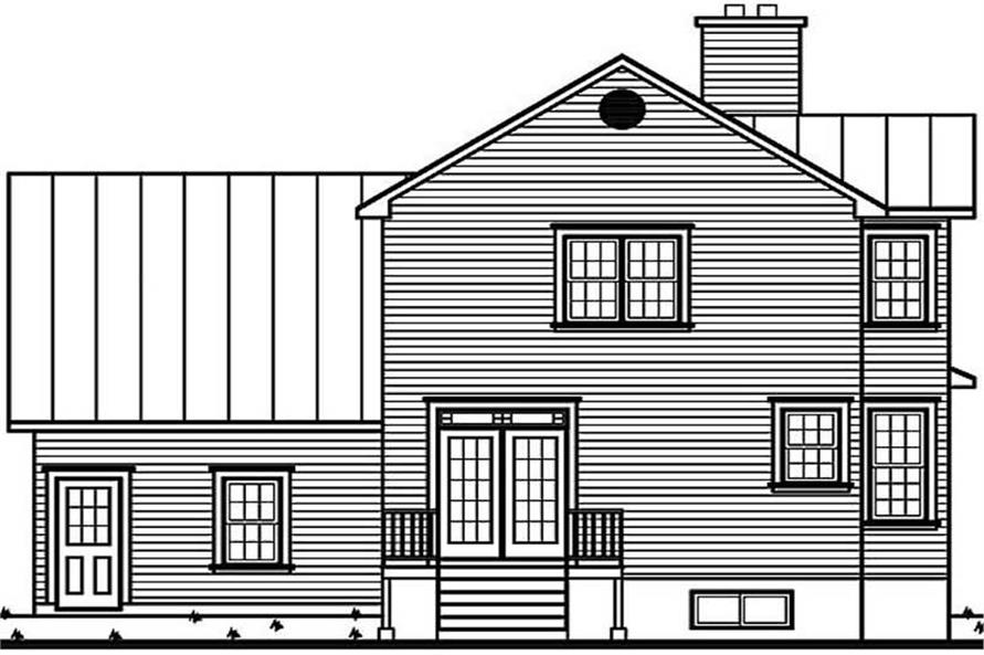 Home Plan Rear Elevation of this 3-Bedroom,1760 Sq Ft Plan -126-1291