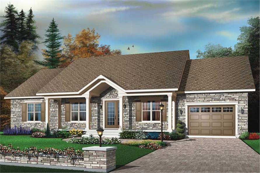 3-Bedroom, 1350 Sq Ft Ranch House Plan - 126-1416 - Front Exterior