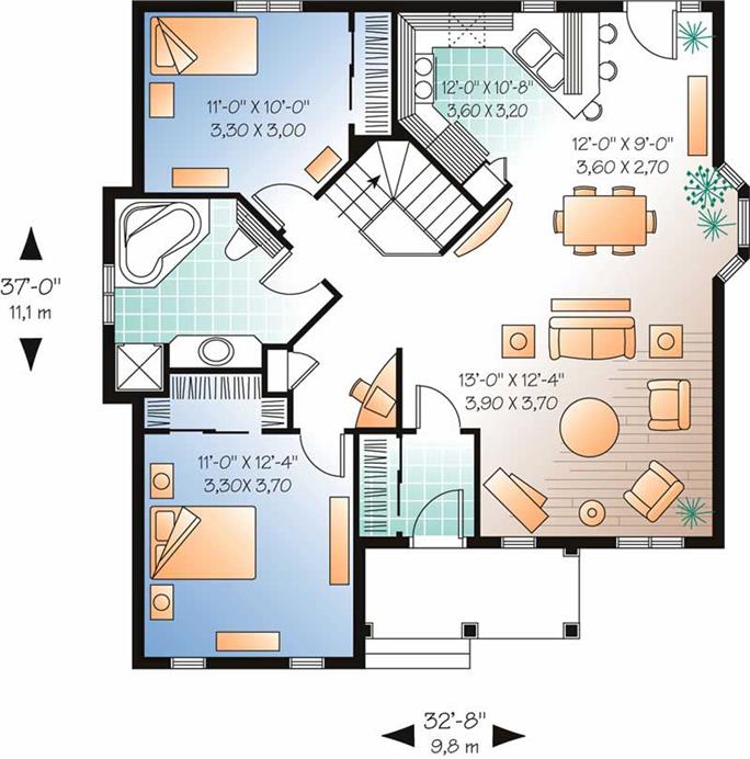 Country European Bungalow Contemporary House Plans Home Design Dd 2163