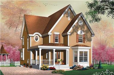 3-Bedroom, 1744 Sq Ft Country House Plan - 126-1640 - Front Exterior