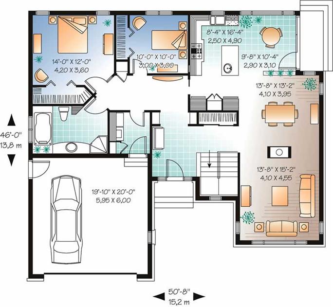 Bungalow, Contemporary, Country, European House Plans - Home Design # 11408