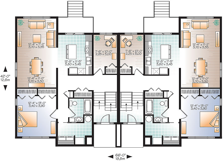 Multi-Unit House Plan #126-1861: 3 Bedrm, 4784 Sq Ft Per Unit Home