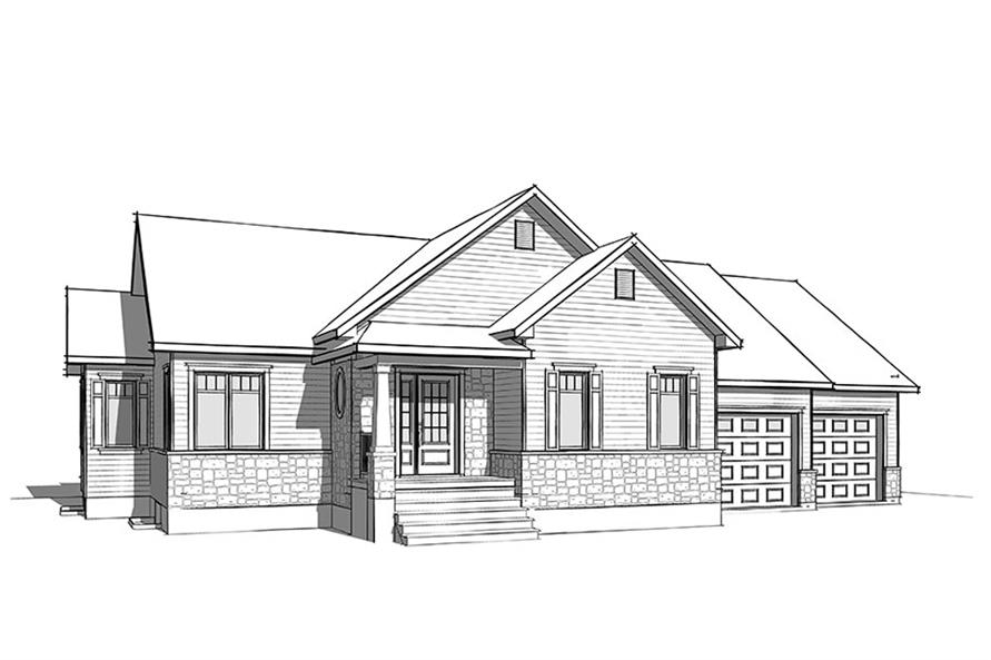 Home Plan Front Elevation of this 2-Bedroom,1313 Sq Ft Plan -126-1864