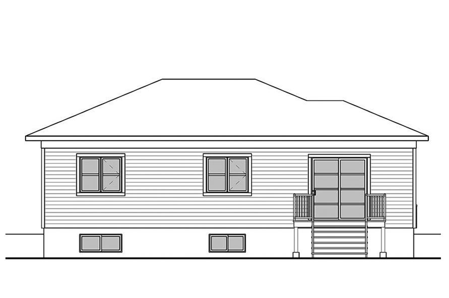 Home Plan Rear Elevation of this 2-Bedroom,1007 Sq Ft Plan -126-1869