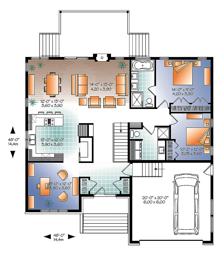 2 Bedrm, 1600 Sq Ft Prairie House Plan #126-1874