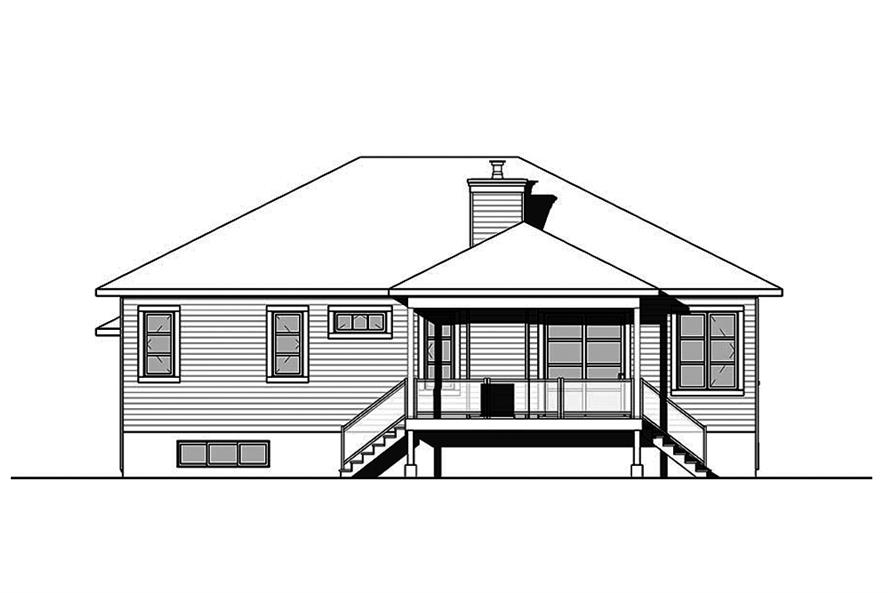 Home Plan Rear Elevation of this 2-Bedroom,1600 Sq Ft Plan -126-1874