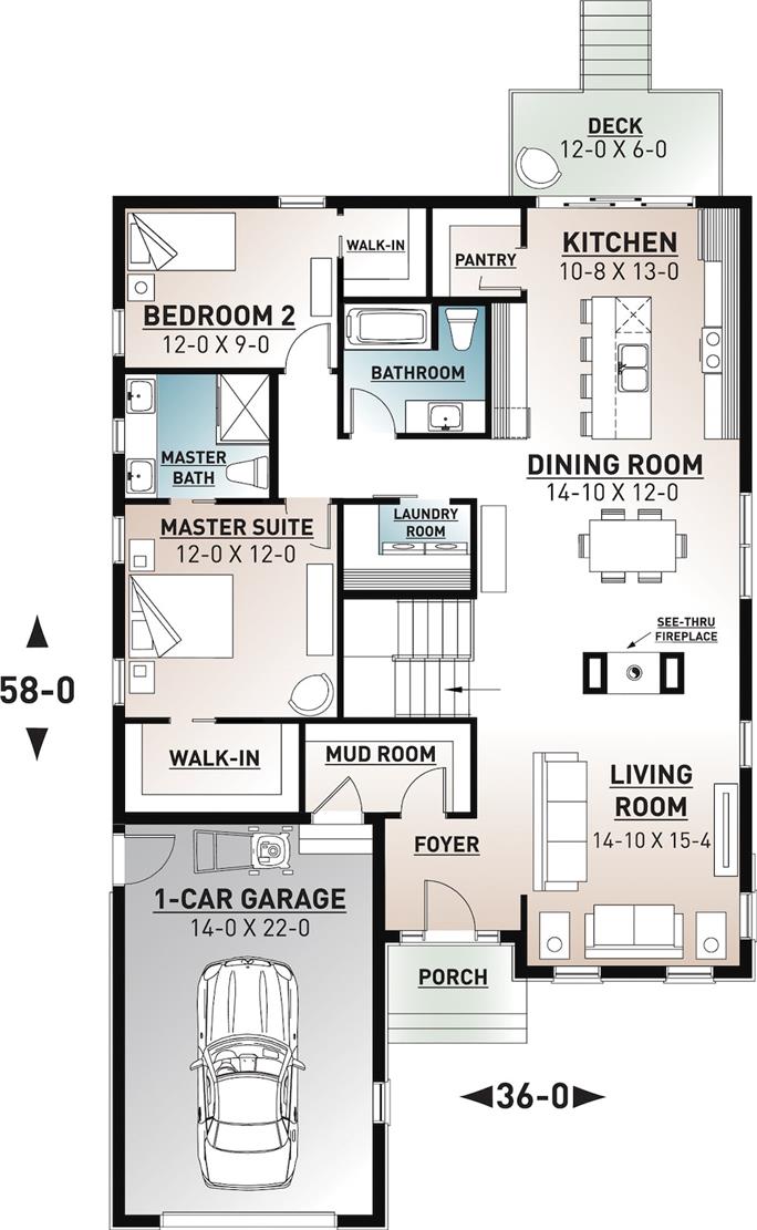 Craftsman House Plan - 2 Bedrms, 2 Baths - 1441 Sq Ft - #126-1933