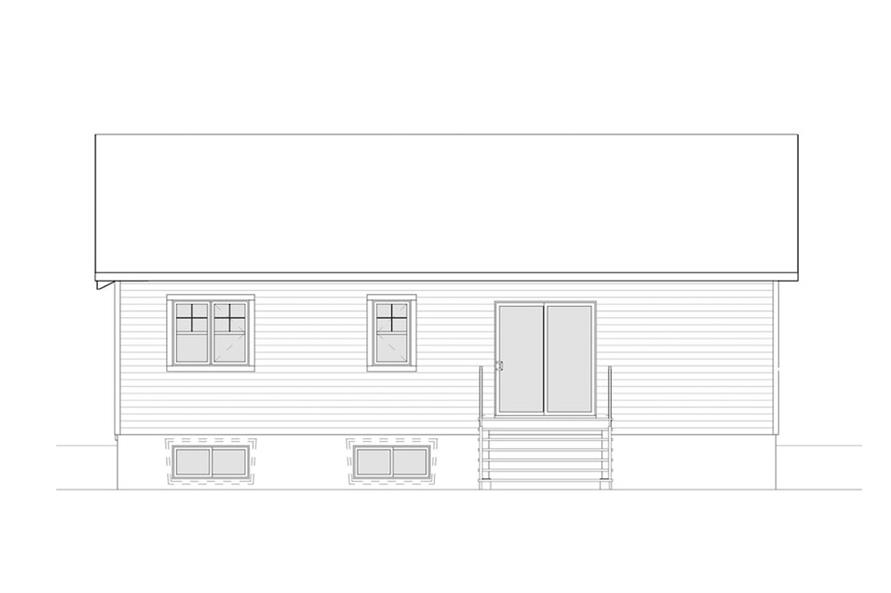 Home Plan Rear Elevation of this 2-Bedroom,1040 Sq Ft Plan -126-1939