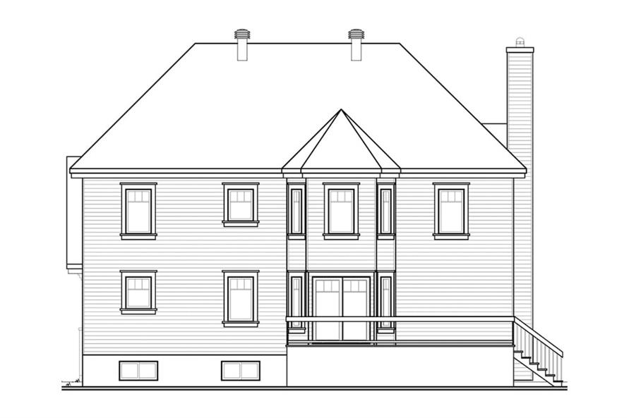 Home Plan Rear Elevation of this 4-Bedroom,2714 Sq Ft Plan -126-1950