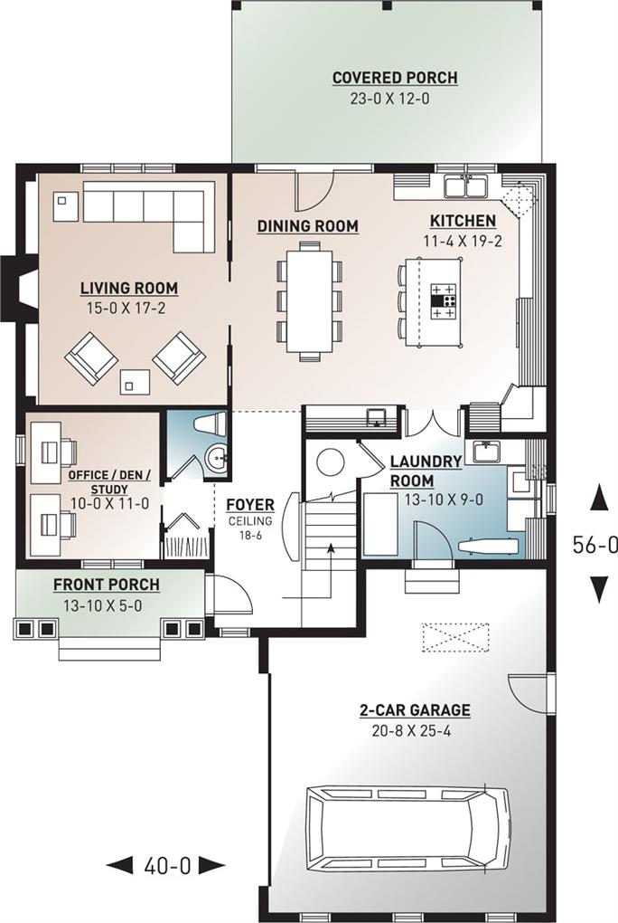 Craftsman Floor Plan - 3 Bedrms, 2.5 Baths - 2422 Sq Ft - #126-1953