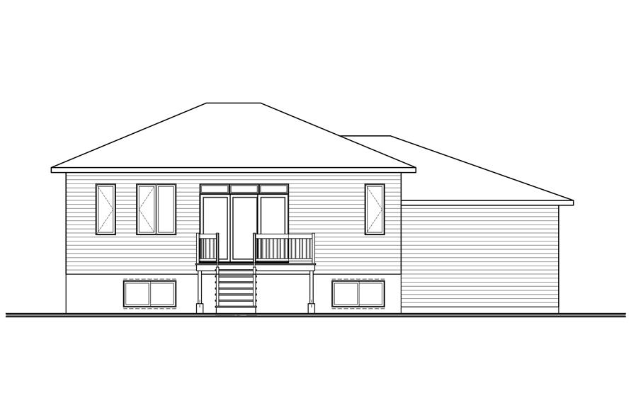 Home Plan Rear Elevation of this 2-Bedroom,1187 Sq Ft Plan -126-1980