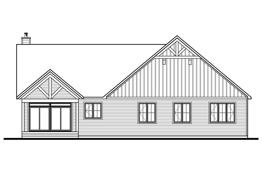 Home Plan Rear Elevation of this 3-Bedroom,2039 Sq Ft Plan -126-2021