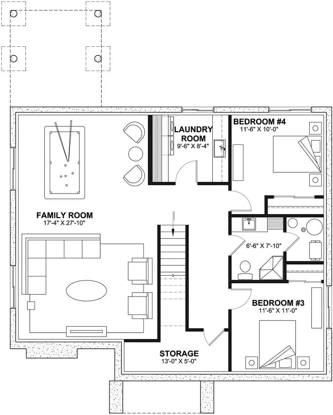 Contemporary Floor Plan 4 Bedrms, 2 Baths 2630 Sq Ft 1262024