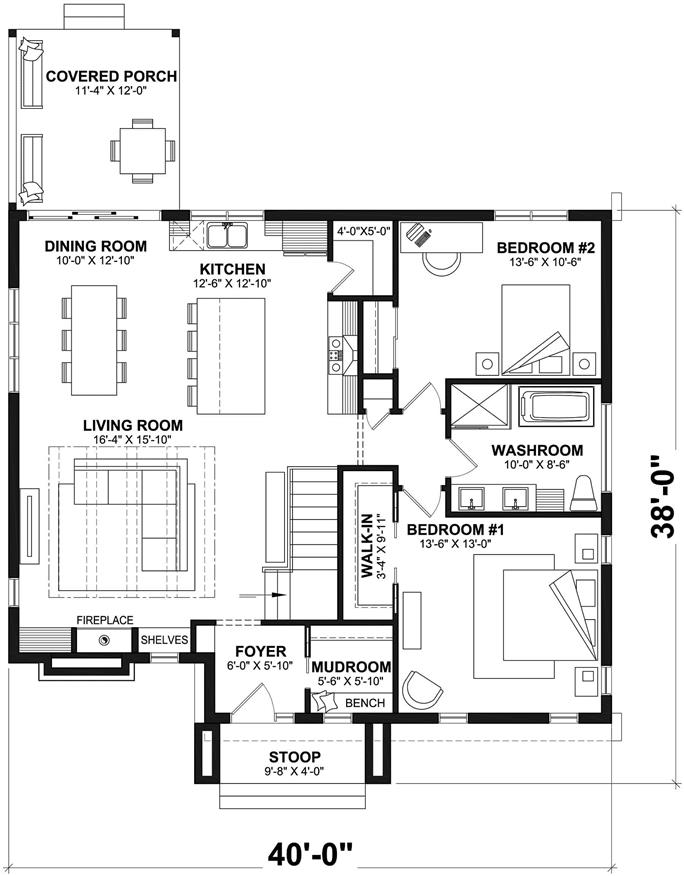 Contemporary Floor Plan 4 Bedrms, 2 Baths 2630 Sq Ft 1262024