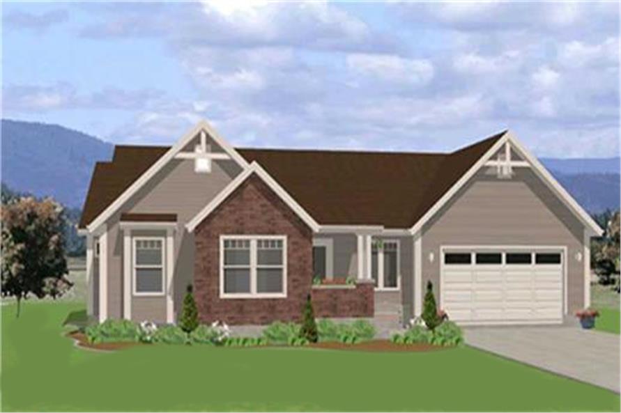 Home Plan Front Elevation of this 3-Bedroom,1490 Sq Ft Plan -129-1046