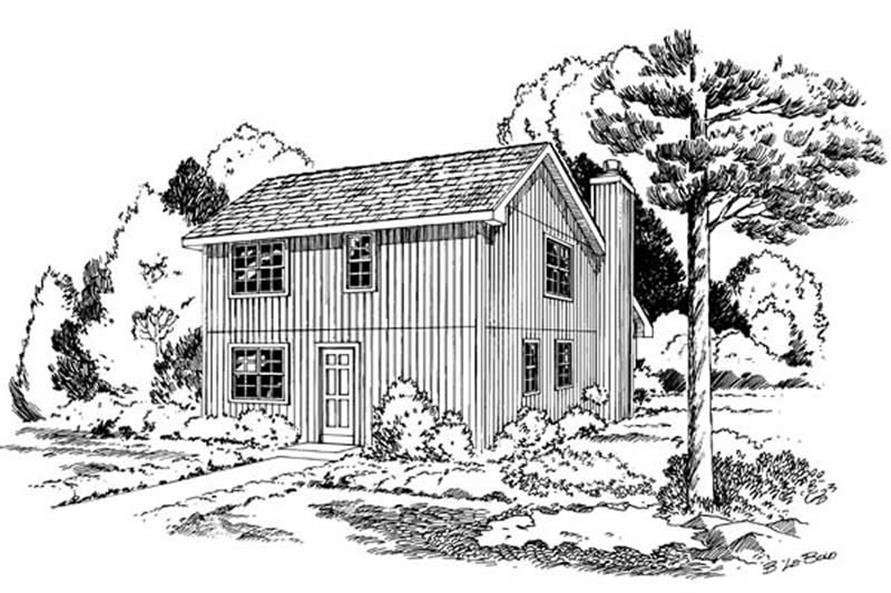 Home Plan Rear Elevation of this 3-Bedroom,1231 Sq Ft Plan -131-1099