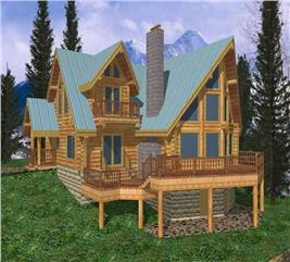 Log Cabin Home - 3 Bdrm, 2 Bath, 3303 Sq Ft - Plan #132-1266