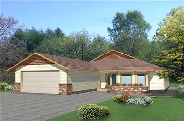 3-Bedroom, 1352 Sq Ft Ranch House Plan - 132-1412 - Front Exterior