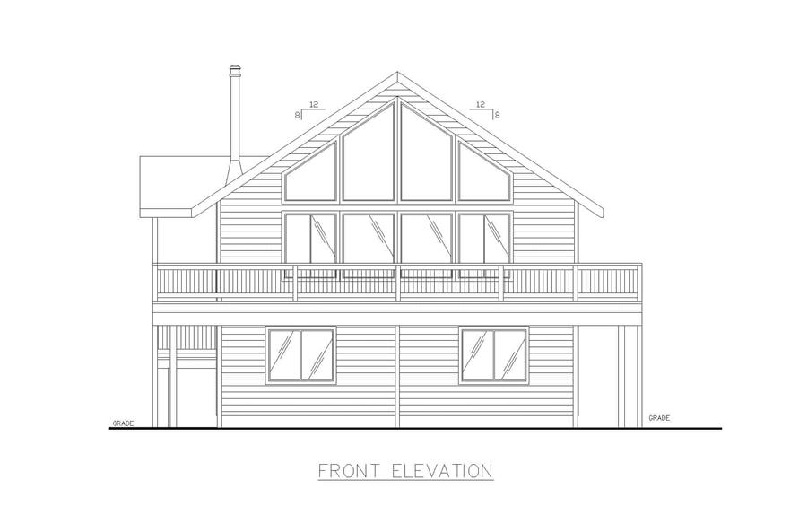 Home Plan Front Elevation of this 3-Bedroom,1232 Sq Ft Plan -132-1454