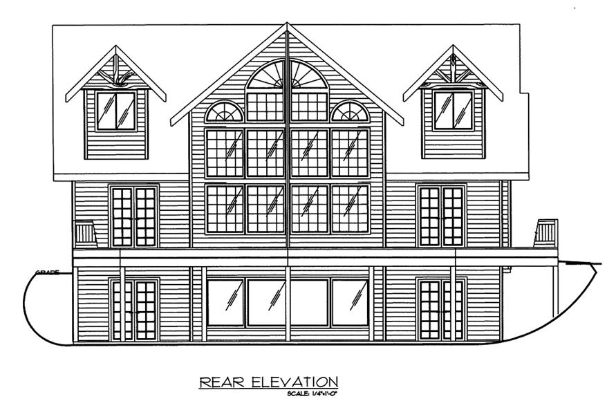 Home Plan Rear Elevation of this 3-Bedroom,2281 Sq Ft Plan -132-1594