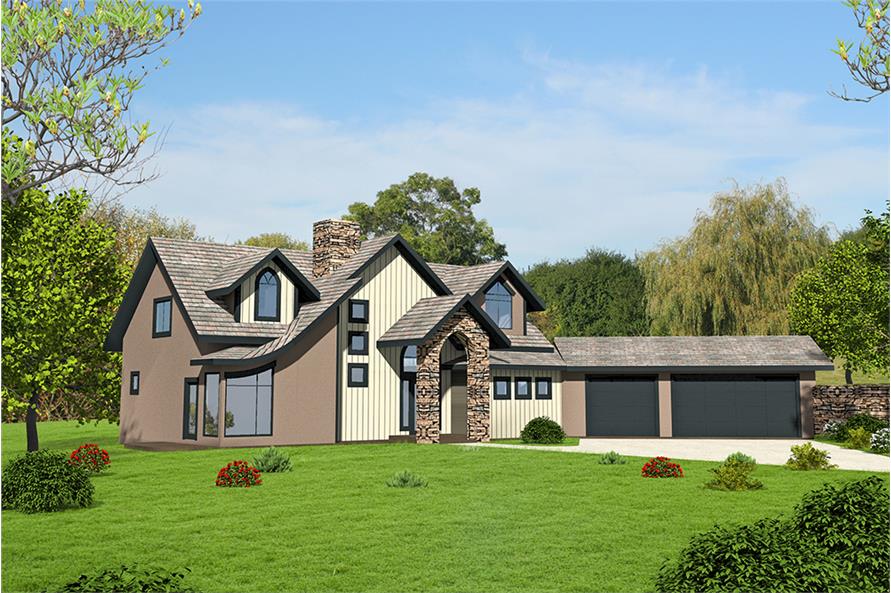 Front View of this 4-Bedroom, 3695 Sq Ft Plan - 132-1614