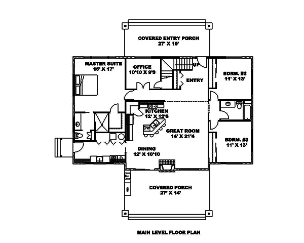 Country Home - 3 Bdrm, 2 Bath, 2324 Sq Ft - Plan #132-1616