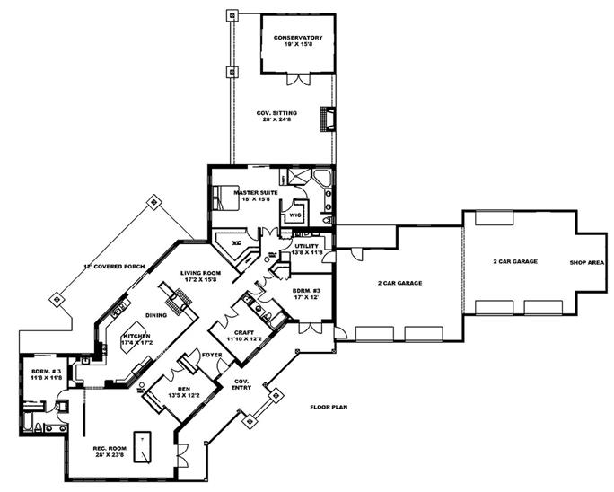 Ranch Home - 4 Bdrm, 3 Bath, 3707 Sq Ft - Plan #132-1657