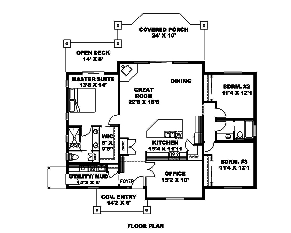 Ranch Home - 3 Bdrm, 2 Bath, 1786 Sq Ft - Plan #132-1677