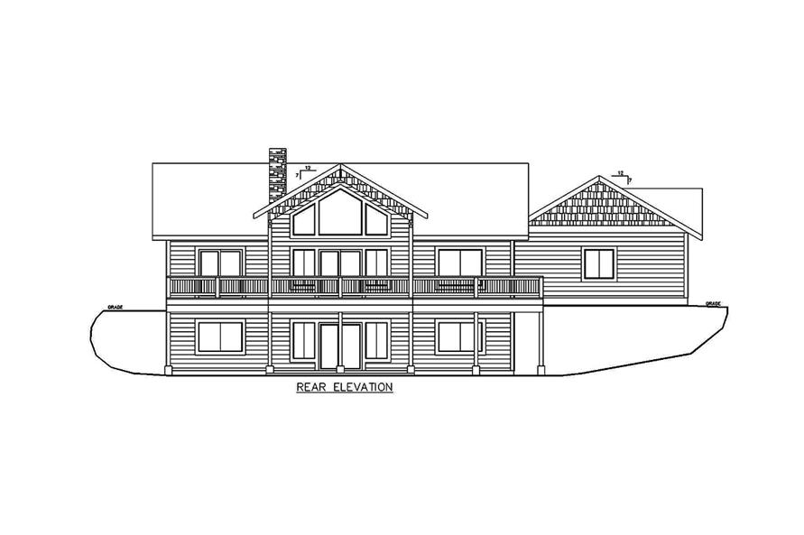 Home Plan Rear Elevation of this 4-Bedroom,3000 Sq Ft Plan -132-1689