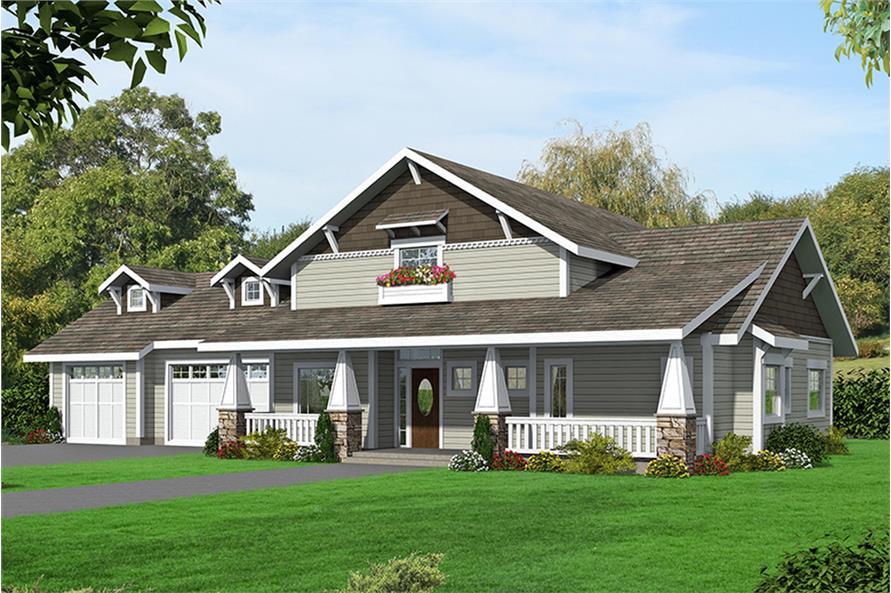 2-Bedroom, 4013 Sq Ft Craftsman Home Plan - 132-1693 - Main Exterior