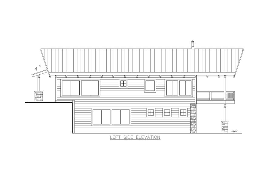 Home Plan Left Elevation of this 3-Bedroom,3391 Sq Ft Plan -132-1709