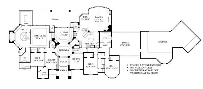 Luxury European House Plan - 4 Bed, 3.5 Bath - 3929 Sq Ft - #134-1400