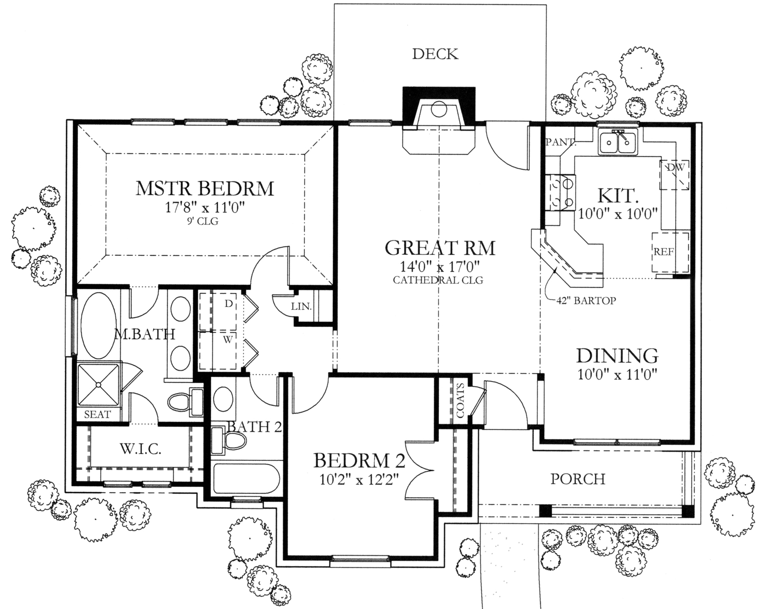 Texas Style Home Plan 2 Bedrms, 2 Baths 1092 Sq Ft