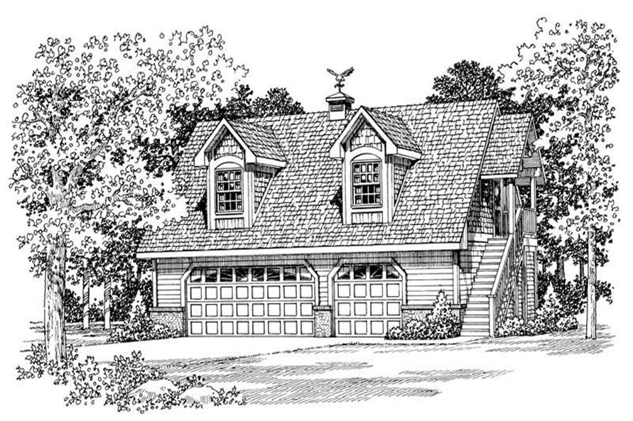 1-Bedroom, 1590 Sq Ft Garage Home Plan - 137-1043 - Main Exterior