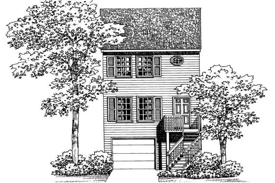 Home Plan Front Elevation of this 2-Bedroom,1067 Sq Ft Plan -137-1202