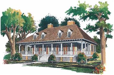 4-Bedroom, 3296 Sq Ft Country Home Plan - 137-1297 - Main Exterior