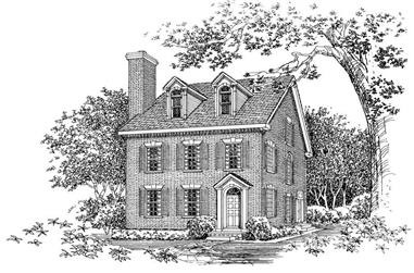 2-Bedroom, 2598 Sq Ft Colonial Home Plan - 137-1581 - Main Exterior