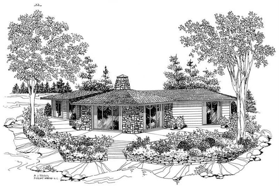 Home Plan Front Elevation of this 3-Bedroom,1400 Sq Ft Plan -137-1708