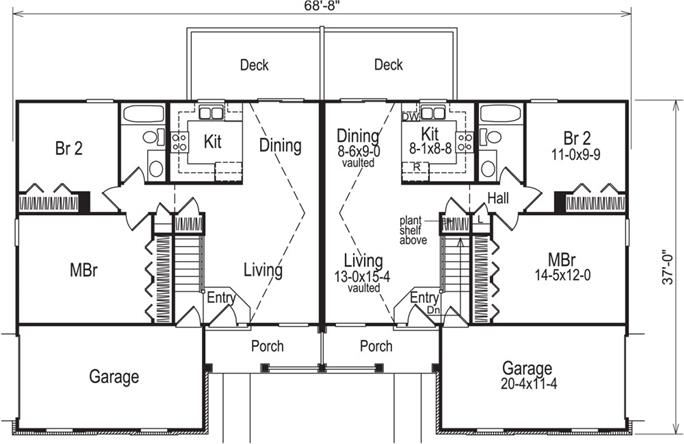 Multi-Unit House Plan #138-1050: 2 Bedrm, 850 Sq Ft Per Unit Home ...