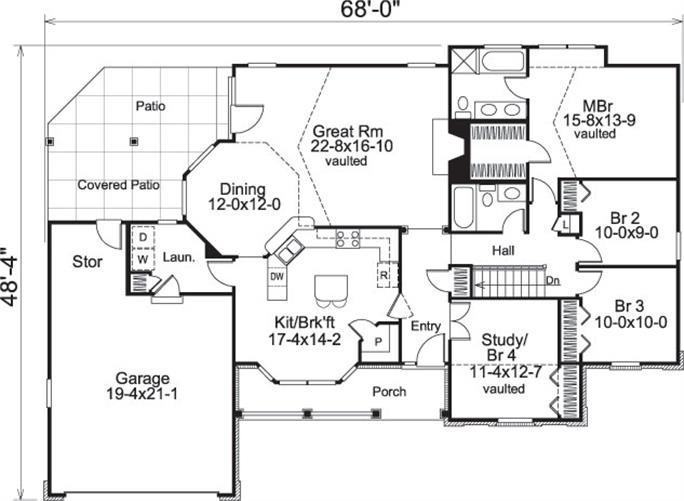 Ranch House Plan #138-1079: 4 Bedrm, 1791 Sq Ft Home | ThePlanCollection